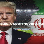 صورة تعبيرية تجمع دونالد ترامب وعلم إيران حول أنباء الانسحاب من كأس العالم، مع رابط موقع sport4ever.org.