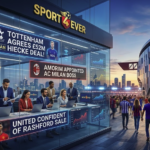 Latest football transfer news showing Tottenham agreement, AC Milan coach update, and Manchester United market rumors on Sport 4 Ever.