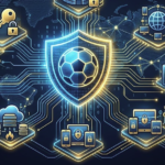 A futuristic cybersecurity infographic for sports fans showing how to use the best vpn services to stream live matches securely and bypass geo-restrictions, featuring Sport 4 Ever.