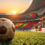 FIFA World Cup 2030 hosts Spain Portugal and Morocco with a football stadium background