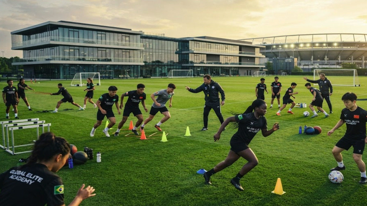 Young athletes training at a sports academy to develop future champions