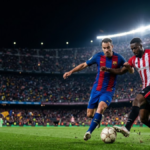 Barcelona vs Athletic Club players competing at Spotify Camp Nou