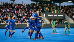 France defeats Ireland 2-1 in the Hockey World Cup in Wavre