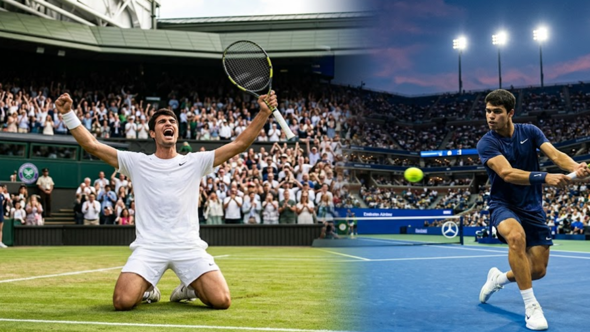 Tennis season featuring Wimbledon champions and rising young stars preparing for the US Open.