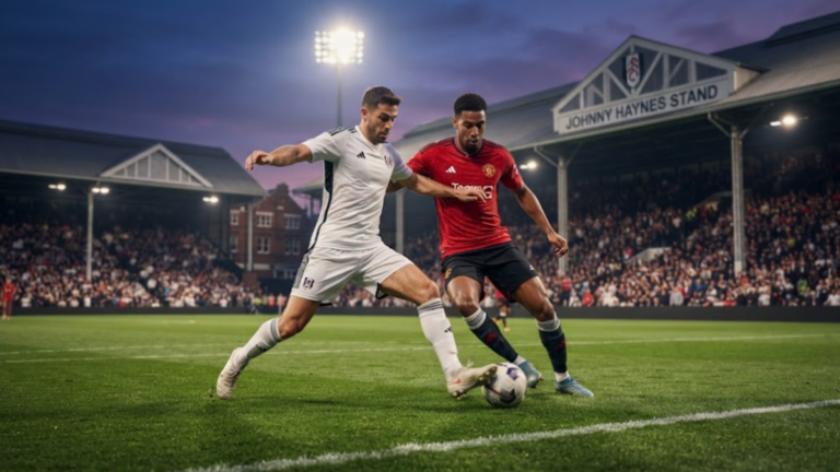 Fulham vs Manchester United Premier League match at Craven Cottage