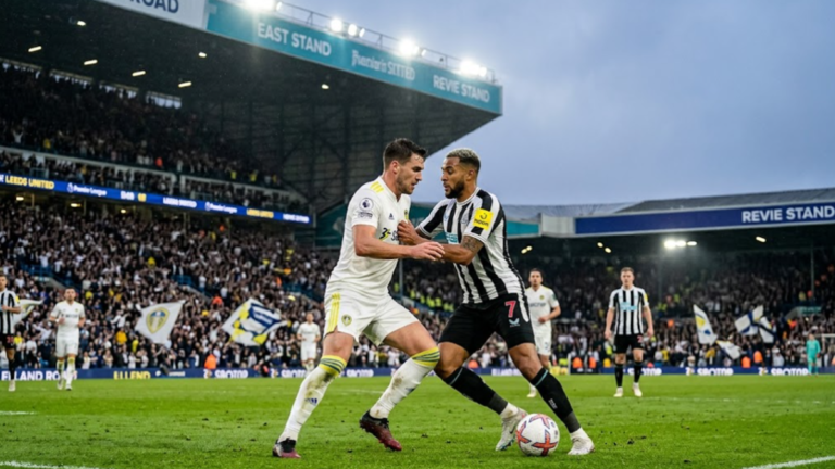 Leeds United vs Newcastle United Premier League match at Elland Road