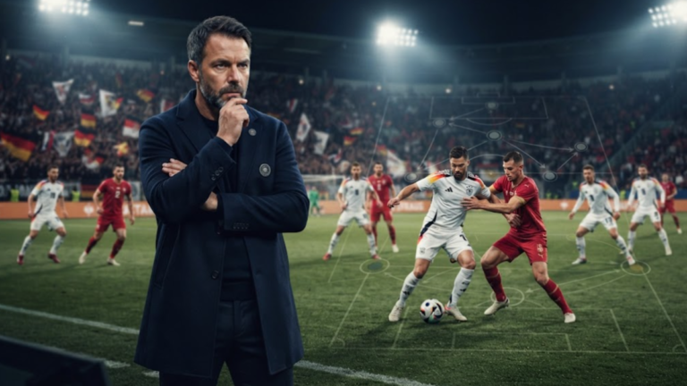Jürgen Klopp on the touchline during Germany vs Serbia as he assesses his team's tactics