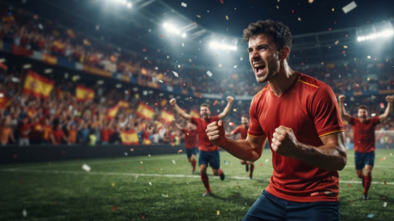 Lamine Yamal celebrates after scoring for Spain in the Nations League